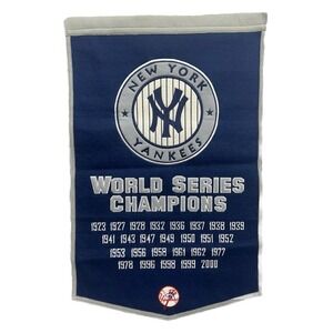 New York Yankees World Series Championships Banner Blue Wool 24x37 Baseball 2000